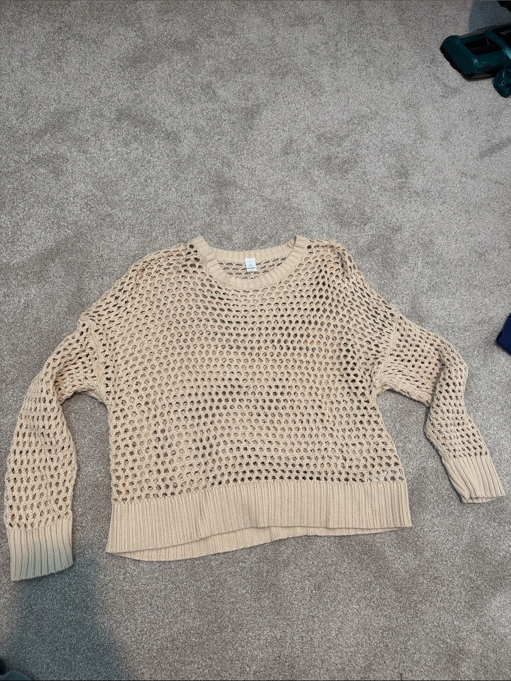 Old Navy Beige Open-Weave Crewneck Sweater